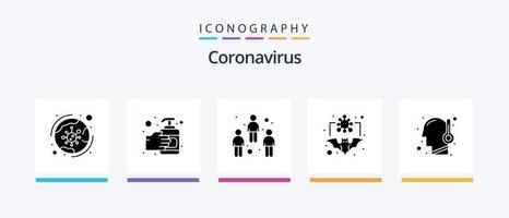 coronavirus glifo 5 icona imballare Compreso freddo. virus. covid le persone. influenza. vettore. creativo icone design vettore