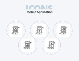 mobile applicazione linea icona imballare 5 icona design. Messaggio. Ingranaggio. nube informatica. App vettore