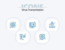 virus trasmissione blu icona imballare 5 icona design. medico. virus. bio. scansione. computer vettore