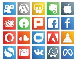 20 sociale media icona imballare Compreso adobe musica adobe suono musica lirica vettore