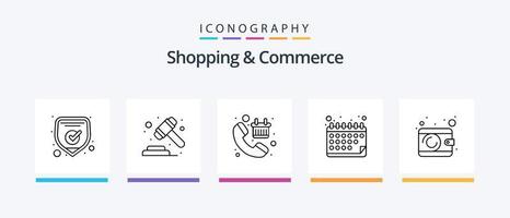 shopping e commercio linea 5 icona imballare Compreso globale spedizione. globale consegna. in linea. shopping annuncio. promozione attrezzo. creativo icone design vettore