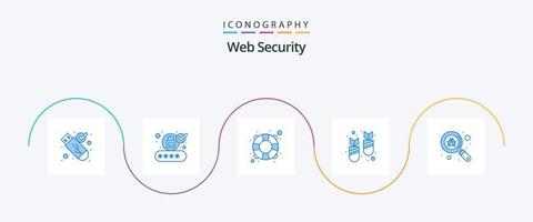 ragnatela sicurezza blu 5 icona imballare Compreso virus. scansione. aiuto. virus. bomba vettore