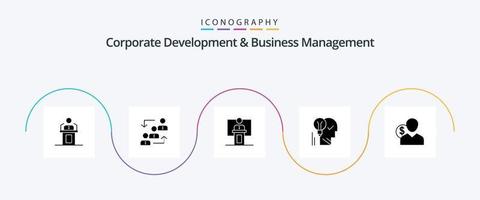 aziendale sviluppo e attività commerciale gestione glifo 5 icona imballare Compreso evento. attività commerciale. avanzamento. discorso. personale vettore