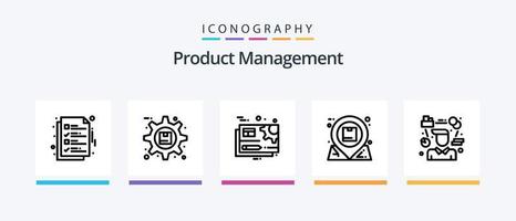 Prodotto gestione linea 5 icona imballare Compreso consegna. scatole. tecnologia. scatola. scala. creativo icone design vettore