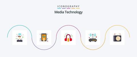 media tecnologia piatto 5 icona imballare Compreso senza fili. Wifi. gesto. router. auricolare vettore