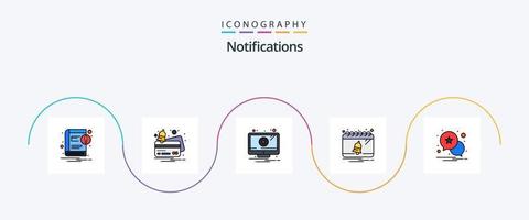 notifiche linea pieno piatto 5 icona imballare Compreso stella. notifica. mettere in guardia. Data. campana vettore