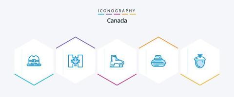 Canada 25 blu icona imballare Compreso noccioline. sport. artico. attrezzatura. ciotole vettore