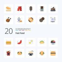 20 veloce cibo piatto colore icona imballare piace veloce cibo cibo biscotti takoyaki veloce cibo vettore
