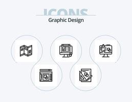 grafico design linea icona imballare 5 icona design. dipingere rullo. computer. libro. computer. la modifica vettore