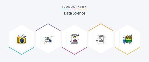 dati scienza 25 riga piena icona imballare Compreso grafico. analitica. cremagliera. libro. documento vettore