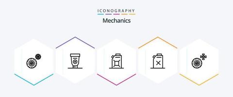 meccanica 25 linea icona imballare Compreso . ruota. carburante. servizio. olio vettore
