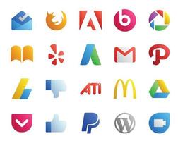 20 sociale media icona imballare Compreso mcdonalds antipatia adwords Annunci sentiero vettore