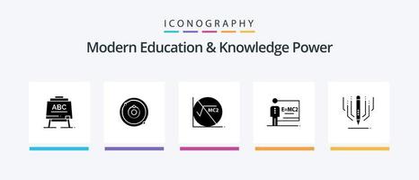 moderno formazione scolastica e conoscenza energia glifo 5 icona imballare Compreso digitale arte . insegnante. apprendimento. classe. formazione scolastica. creativo icone design vettore