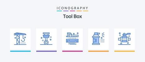 utensili blu 5 icona imballare Compreso costruzione. Strumenti. livello. spray. bottiglia. creativo icone design vettore