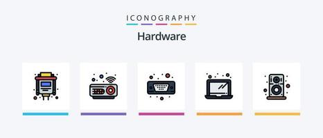 hardware linea pieno 5 icona imballare Compreso porta. hardware. vga. PRESA. elettrico. creativo icone design vettore