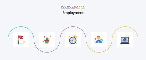 occupazione piatto 5 icona imballare Compreso ingegnere. computer. volta. Giusto. uomo vettore