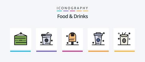 cibo e bevande linea pieno 5 icona imballare Compreso caffè. cucina. pasto. cibo. cibo. creativo icone design vettore