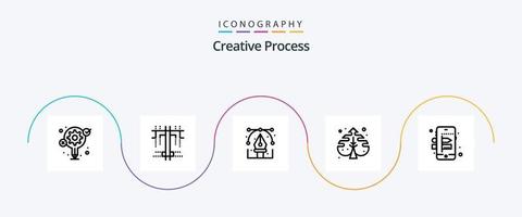 creativo processi linea 5 icona imballare Compreso creativo. processi. design. creativo. pianta vettore