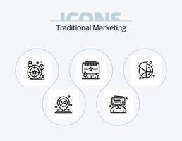 tradizionale marketing linea icona imballare 5 icona design. influencer. blogging. pettegolezzo. blogger. portafoglio vettore