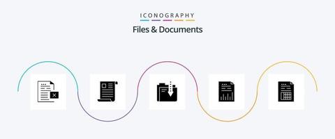 File e documenti glifo 5 icona imballare Compreso documento. analitica. ufficio. file. dati vettore
