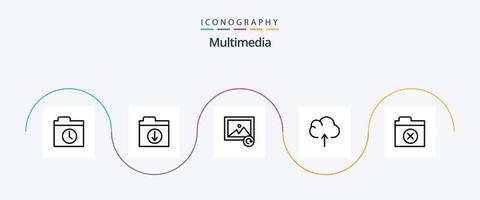 multimedia linea 5 icona imballare Compreso . ricaricare. cartella. Elimina vettore