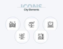 città elementi linea icona imballare 5 icona design. Ospedale. costruzione. luce. parco. città vettore