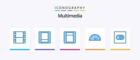 multimedia blu 5 icona imballare Compreso . velocità. . creativo icone design vettore