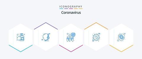 coronavirus 25 blu icona imballare Compreso medico. protezione. polmoni. virus. mers vettore