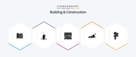 edificio e costruzione 25 glifo icona imballare Compreso costruzione. muratura. piombo. costruzione. mercato vettore