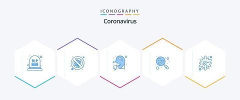 coronavirus 25 blu icona imballare Compreso antigene. ricerca. Pericolo. laboratorio. uomo vettore