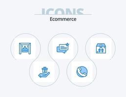 e-commerce blu icona imballare 5 icona design. . e-commerce. aprire. scatola. in linea vettore