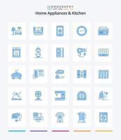 creativo casa elettrodomestici e cucina 25 blu icona imballare come come musica. macchina. Telefono. bussola. tempo vettore