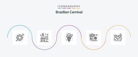 brasiliano carnevale linea 5 icona imballare Compreso carnevale. giocare a. crema. vacanza. spiaggia vettore