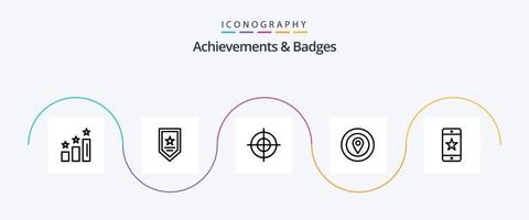 realizzazioni e badge linea 5 icona imballare Compreso premio. stella. scopo. premio. Posizione vettore