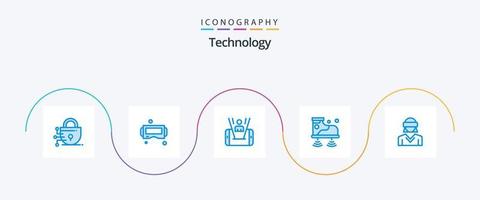 tecnologia blu 5 icona imballare Compreso realtà. occhiali. cellula. tecnologia. Wi-Fi vettore