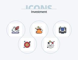 investimento linea pieno icona imballare 5 icona design. i soldi. casa mutuo. i soldi. monete. i soldi vettore