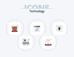 tecnologia piatto icona imballare 5 icona design. energia consumo. interfaccia. scienziati. codice. Wi-Fi vettore