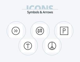 simboli e frecce linea icona imballare 5 icona design. . pace. fermare. hippy. simboli vettore