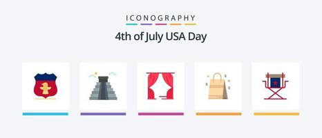 Stati Uniti d'America piatto 5 icona imballare Compreso direttore. americano. intrattenimento. Stati Uniti d'America. Borsa. creativo icone design vettore