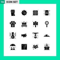 16 creativo icone moderno segni e simboli di pena decapitare hardware Morte film modificabile vettore design elementi