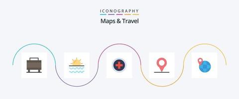 mappe e viaggio piatto 5 icona imballare Compreso . mondo. Ospedale. viaggio. perno vettore