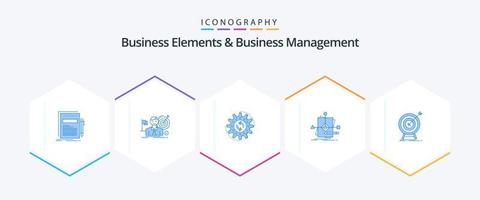 attività commerciale elementi e attività commerciale managment 25 blu icona imballare Compreso predizione. algoritmo. mercato. opera. produzione vettore