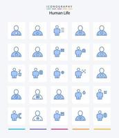 creativo umano 25 blu icona imballare come come prossimo. cuore. analitica. amico. umano vettore