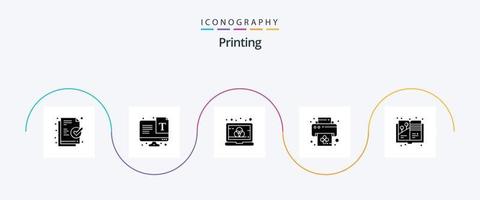 stampa glifo 5 icona imballare Compreso pittura libro. design. computer. arte. Stampa vettore