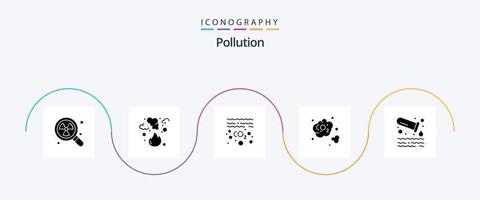 inquinamento glifo 5 icona imballare Compreso inquinamento. co biossido. Fumo. carbonio biossido. co vettore