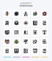 creativo creativo processi 25 linea pieno icona imballare come come idea. processi. globo. creativo. processi vettore