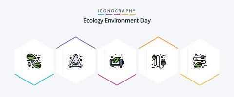 ecologia 25 riga piena icona imballare Compreso tappo. eco. riciclare. concetto. batteria vettore