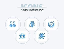 contento madri giorno blu icona imballare 5 icona design. madre. amore. Accessori. mani. lozione vettore