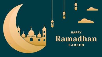 lusso contento Ramadhan kareem sfondo vettore