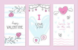 Raccolta disegnata a mano di Valentine Card Doodle vettore